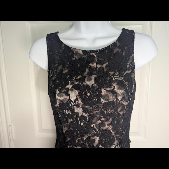 Maurices Black Leopard Print Lace Overlay Skater Dress- Size 4 - Picture 2 of 4